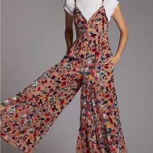NEW Anthropologie Floral Velvet Jumpsuit - Size 4